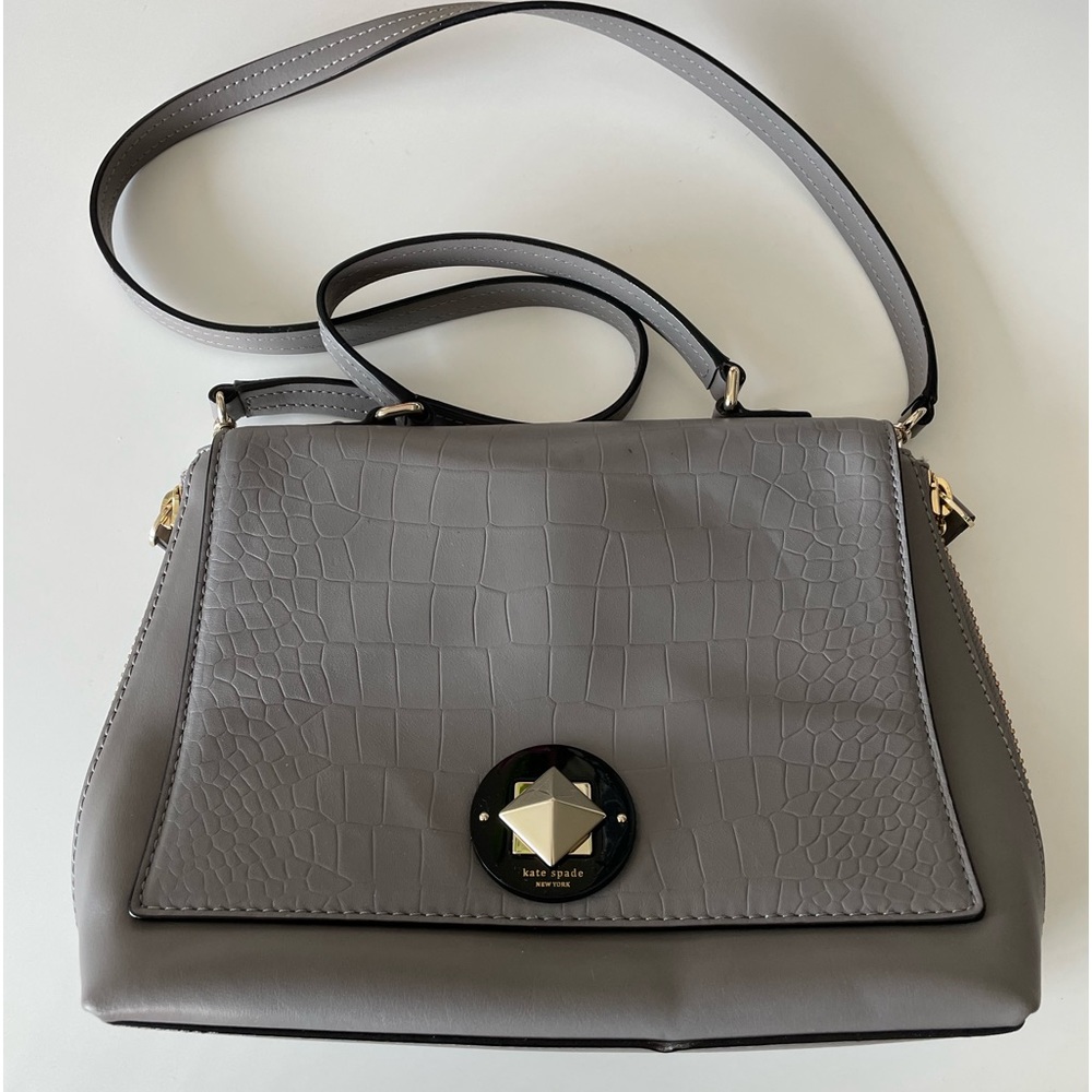New Kate Spade Grey Croc Embossed Purse